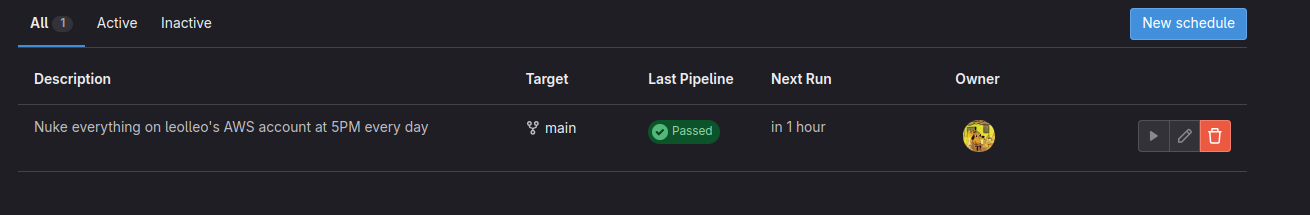 AWS Nuke schedule pipeline